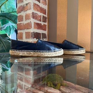 CHANEL CC Blue Leather Espadrilles SZ 36 (US 6)