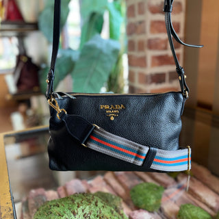 PRADA Flat Daino Leather Messenger Crossbody Bag