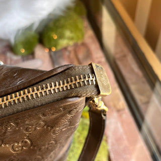 GUCCI Heart-Bit Brown Metallic Guccissima Leather Tote