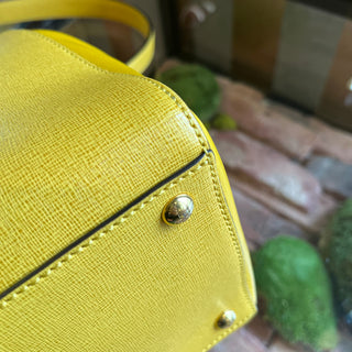 FENDI 2Jours Elite Medium Yellow Saffiano Leather Two Way Top Handle