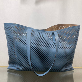 JIMMY CHOO Punched Blue Leather Tote