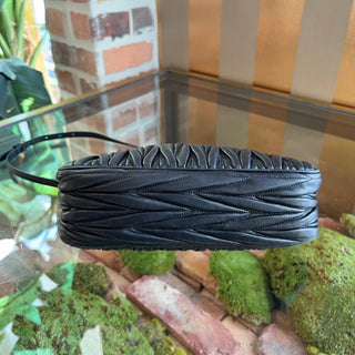 MIU MIU Black Matelasse Nappa Leather Shoulder Bag