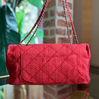 CHANEL Red Matte Python Ultimate Stitch Jumbo Flap Bag ADI1067