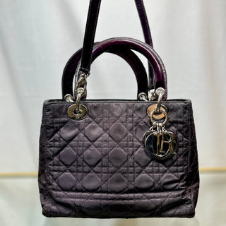 DIOR Purple Nylon Cannage Lady Dior Satchel