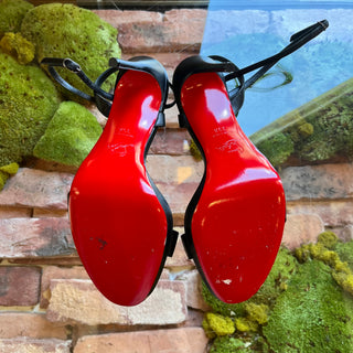LOUBOUTIN Black Leather Strappy Heels SZ 39.5 (US SZ 9.5)
