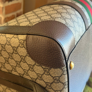 GUCCI Savoy Medium Beige Ebony GG Supreme Coated Canvas Duffle Bag