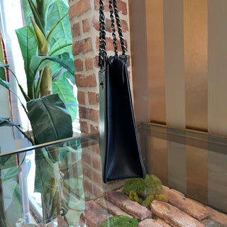 CHANEL Black Vintage Chain Leather Tote Bag