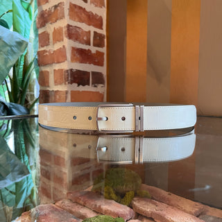 LOUIS VUITTON White/Grey Leather Damier Checkered Reversible Belt SZ 100/40