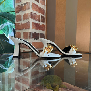VERSACE White/Black Leather Chain Pumps SZ 40 (US 10)