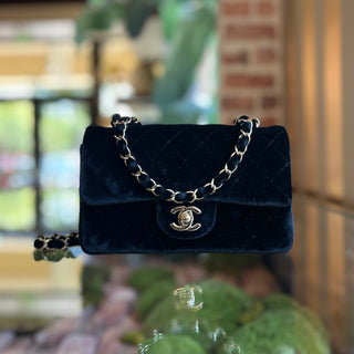 CHANEL Small Flap Black Velvet Shoulder Bag