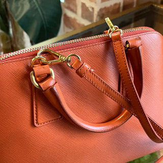 PRADA Promenade Orange Saffiano Lux Dome Top Handle