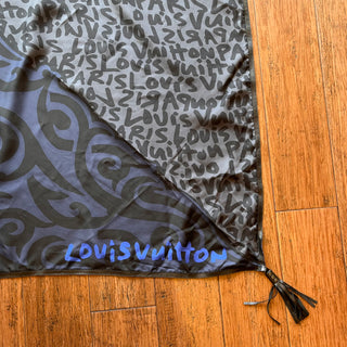 LOUIS VUITTON Stephen Sprouse Blue Tassel Scarf
