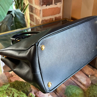 PRADA Small Black Saffiano Lux Leather Tote Bag
