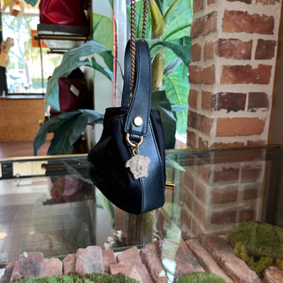 VERSACE Black Satin Small Bucket Bag