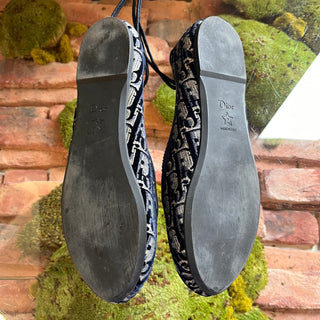 DIOR Poeme Velvet Oblique Laced Ballerina Flats SZ 38.5 (US 8.5)