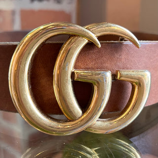 GUCCI GG Marmont Brown Faded Leather Wide Belt SZ 70/28