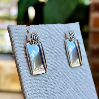 LAGOS 925 Sterling Silver Rectangle Caviar Beaded Earrings