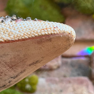 MANOLO BLAHNIK Natural Beaded Raffia Mules SZ 38 (US 8)