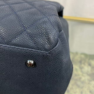 CHANEL Iridescent Caviar Medium Lady Pearly Flap Navy ADI1121