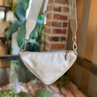 PRADA Small Triangle Logo Leather Zip Crossbody Bag