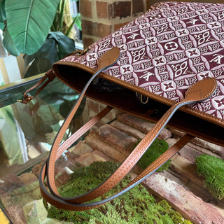 LOUIS VUITTON Neverfull MM 1854 Maroon Jacquard Canvas Tote Bag