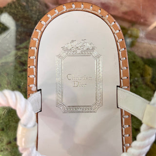 DIOR Anchor Patent Leather Cream Sandals SZ 38 (US 8)