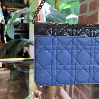 CHRISTIAN DIOR Miss Dior Blue Cannage Quilted Wallet on Chain