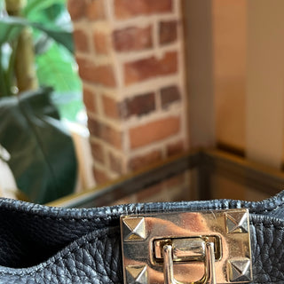 VALENTINO GARAVANI Messenger Black Pebbled Leather Crossbody Bag