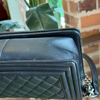 CHANEL Medium Boy Black Quilted Calfskin Leather Shoulder Bag