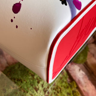 CHRISTIAN LOUBOUTIN Loubitag Spikes East West Cabata Love White Calfskin Tote