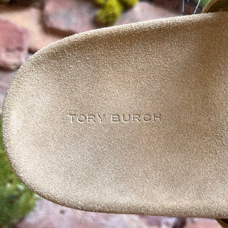 TORY BURCH Romy Sport Beige Suede Slides SZ 10
