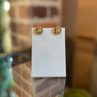 CELINE Gold Tone Triomphe Clip On Earrings