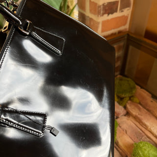 PRADA Galleria Black Patent Lux Leather Tote Bag