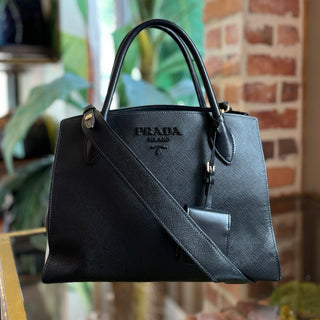 PRADA Black Monochrome Saffiano Leather Tote