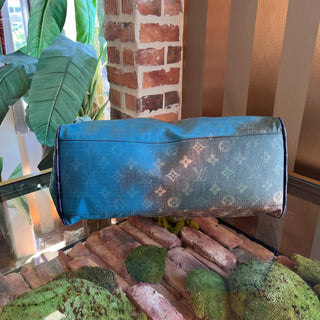 LOUIS VUITTON Limited Edition Richard Prince Mixed Blue Monogram Heartbreak Jokes Tote Bag
