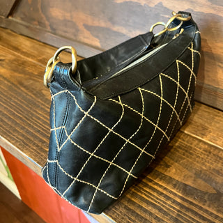CHANEL Wild Stitch Black Calfskin Leather Shoulder Bag