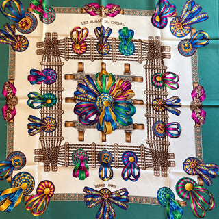 HERMES Les Rubans du Cheval Multicolor Silk Scarf