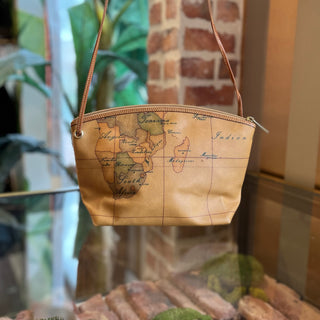 ALVIERO MARTINI World Atlas Geo Classic Beige Canvas Crossbody Bag