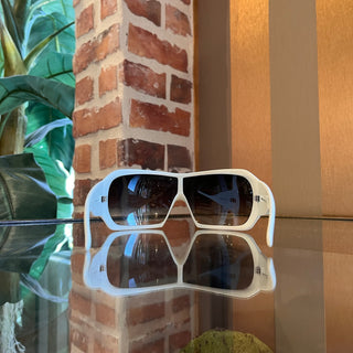 MIU MIU SMU03F White Oversized Shield Acetate Sunglasses