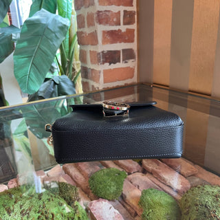 GUCCI Dollar Black Calfskin Interlocking G Crossbody Bag