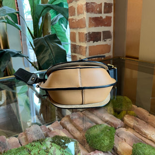 LOEWE Mini Gate Dual Black & Warm Desert Calfskin Jacquard Crossbody Bag