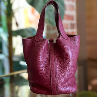 HERMES Picotin Lock PM Handbag Ruby Taurillon Clemence