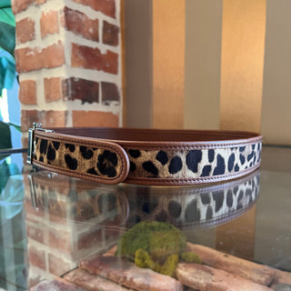 DOLCE & GABBANA Leopard Print Canvas Reversible Belt SZ 85/34