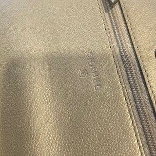 CHANEL Boy Silver Caviar Leather Wallet on Chain Bag