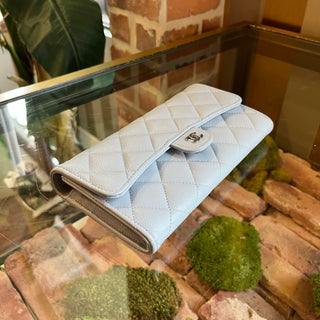 CHANEL Classic Gray Caviar Leather Long Wallet