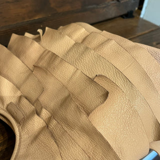 SAINT LAURENT Saint Tropez Blush Chevre Leather Ruffle Bag