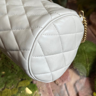 SAINT LAURENT Sade Mini Barrel Tube Quilted Smooth Leather Shoulder Bag