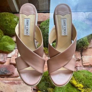 JIMMY CHOO Dovina 100 Glitter Nude Wedges SZ 41 (US 11)