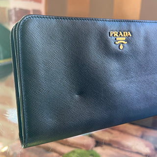 PRADA Black Saffiano Leather Clutch