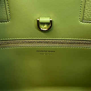 BURBERRY Frances Mini Spruce Green Grainy Calfskin Tote Bag